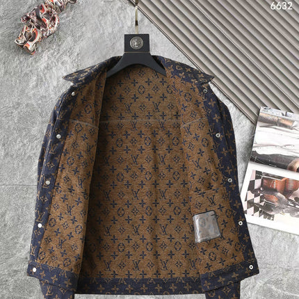LV SHIRT JACKET IN NAVY BLUE JACQUARD FABRIC 238979