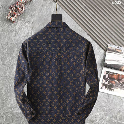 LV SHIRT JACKET IN NAVY BLUE JACQUARD FABRIC 238979