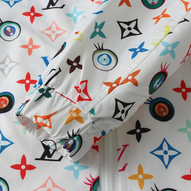LV WHITE WINDBREAKER WITH COLORFUL MONOGRAM 238983