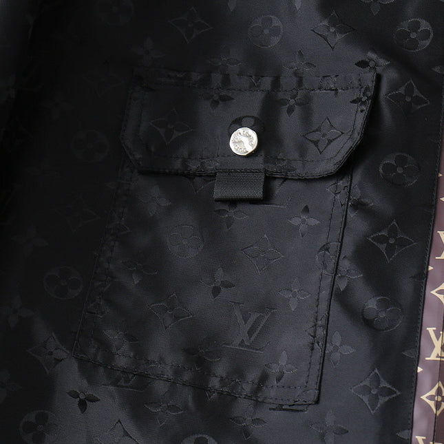 LV BLACK AND WINE RED TRIM MONOGRAM HOODED JACKET 238984