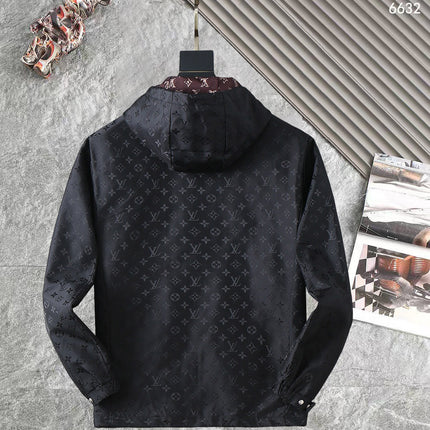 LV BLACK AND WINE RED TRIM MONOGRAM HOODED JACKET 238984