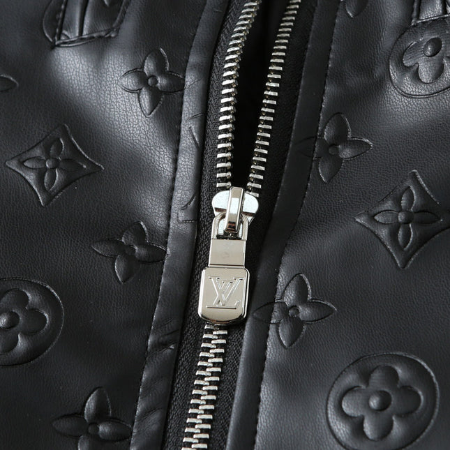 LV SHIRT JACKET IN BLACK CALFSKIN EMBOSSED LOGO 238988