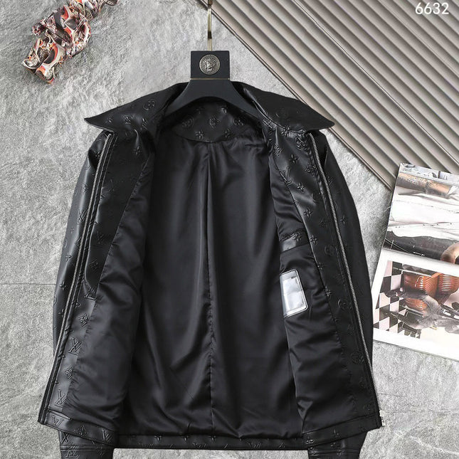 LV SHIRT JACKET IN BLACK CALFSKIN EMBOSSED LOGO 238988