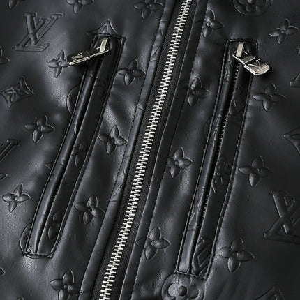 LV SHIRT JACKET IN BLACK CALFSKIN EMBOSSED LOGO 238988