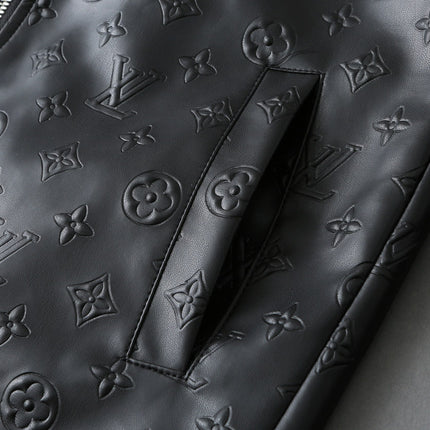LV SHIRT JACKET IN BLACK CALFSKIN EMBOSSED LOGO 238988
