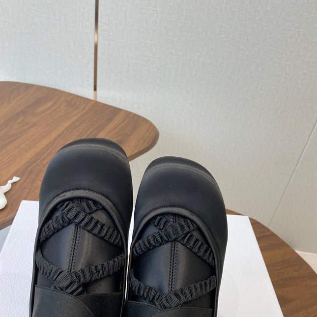 DIOR 25S STRETCH BALLET BOOTS IN BLACK FULL SATIN