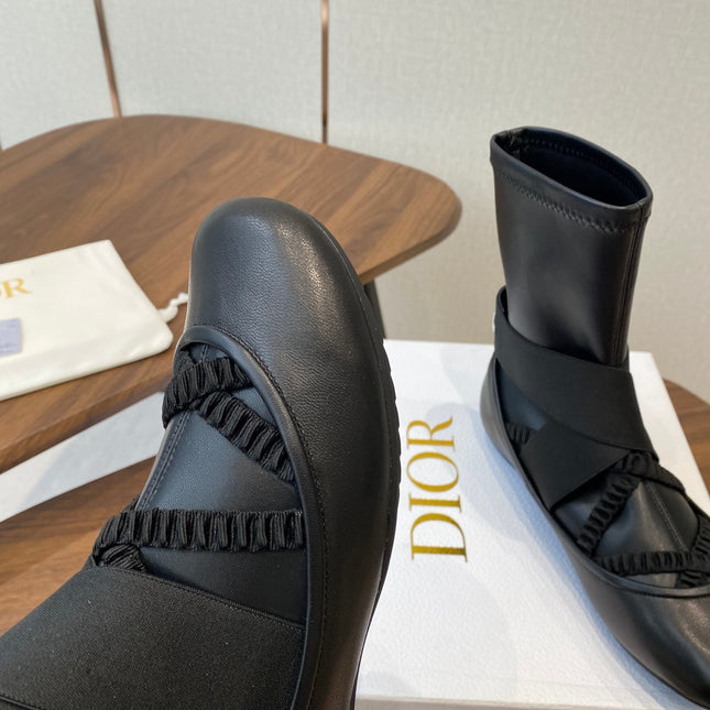 DIOR 25S STRETCH BALLET BOOTS IN BLACK FULL CALFSKIN