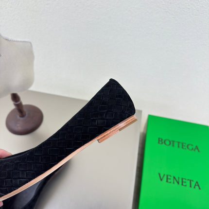 BALLET FLAT IN BLACK INTRECCIATO SUEDE