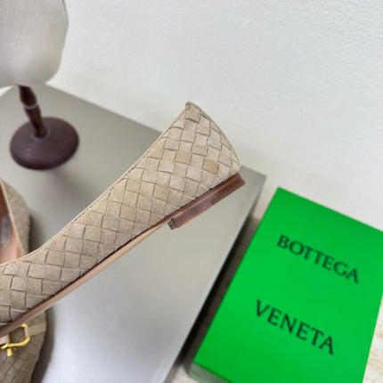 BALLET FLAT IN SAND BROWN INTRECCIATO SUEDE