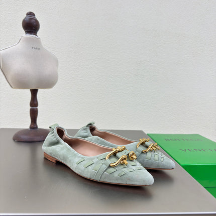 BALLET FLAT IN LIGHT BLUE SUEDE