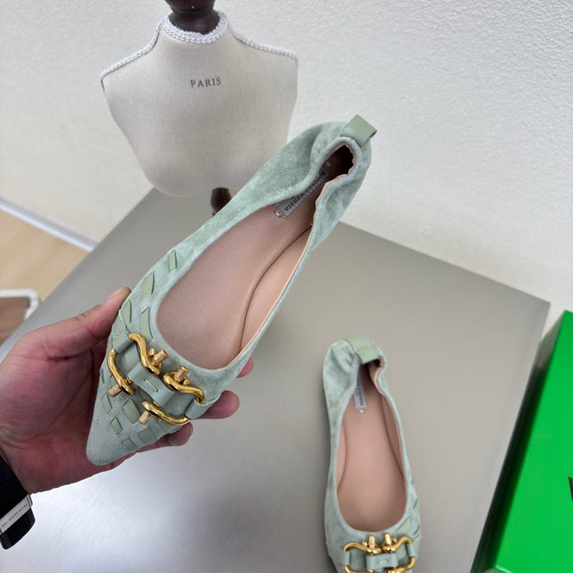 BALLET FLAT IN LIGHT BLUE SUEDE