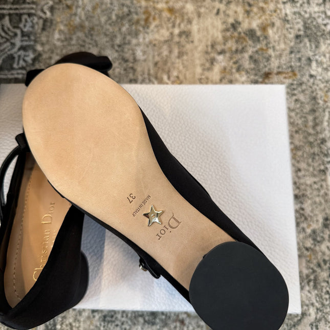 DIOR 25S LOVELY‑D BALLET FLAT 45MM IN BLACK SATIN