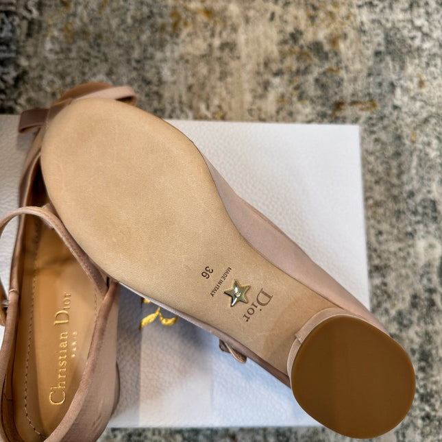 DIOR 25S LOVELY‑D BALLET FLAT 45MM IN NUDE SATIN