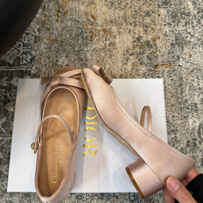 DIOR 25S LOVELY‑D BALLET FLAT 45MM IN NUDE SATIN