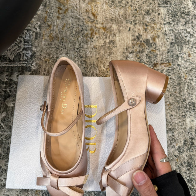 DIOR 25S LOVELY‑D BALLET FLAT 45MM IN NUDE SATIN