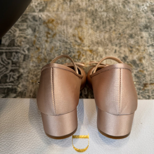 DIOR 25S LOVELY‑D BALLET FLAT 45MM IN NUDE SATIN