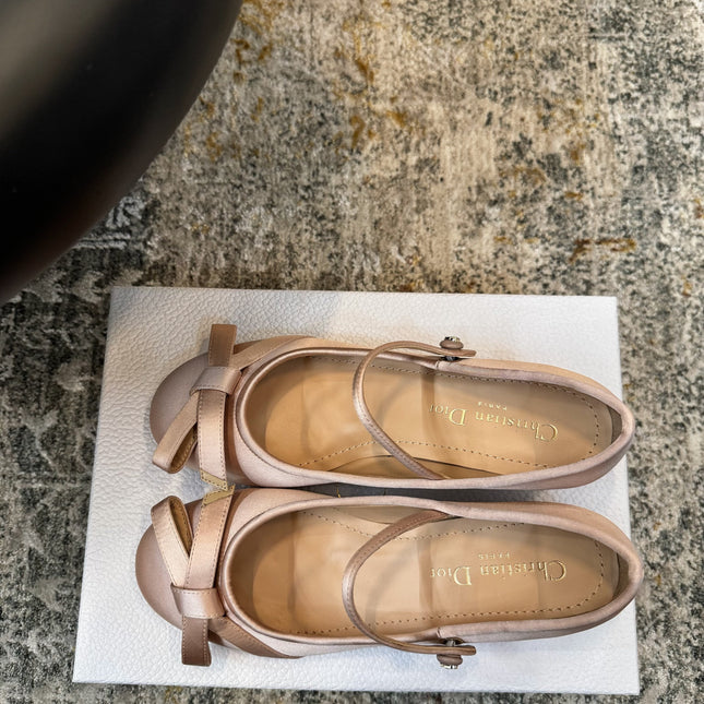 DIOR 25S LOVELY‑D BALLET FLAT 45MM IN NUDE SATIN