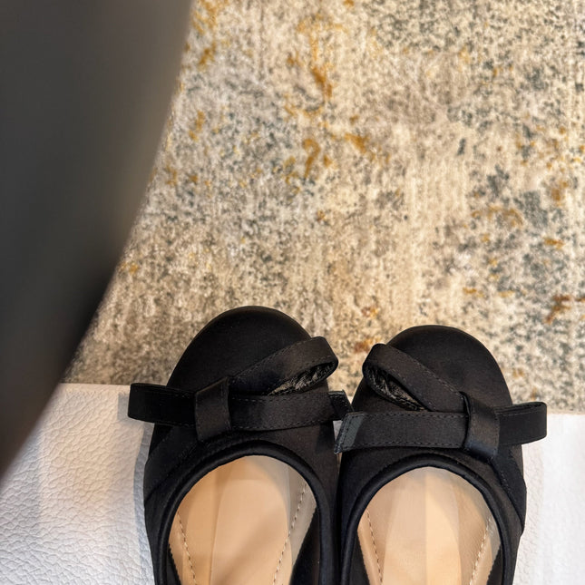 DIOR 25S LOVELY‑D BALLET FLAT 10MM IN BLACK SATIN