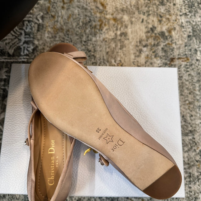 DIOR 25S LOVELY‑D BALLET FLAT 10MM IN NUDE SATIN