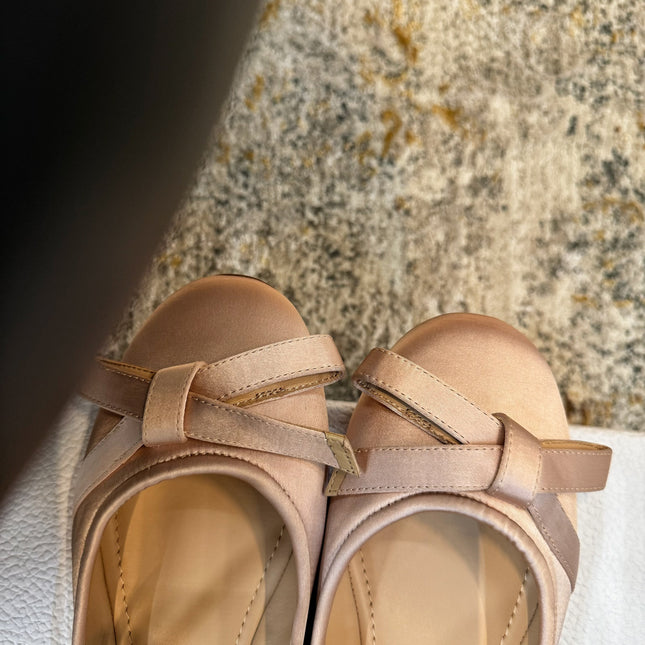 DIOR 25S LOVELY‑D BALLET FLAT 10MM IN NUDE SATIN