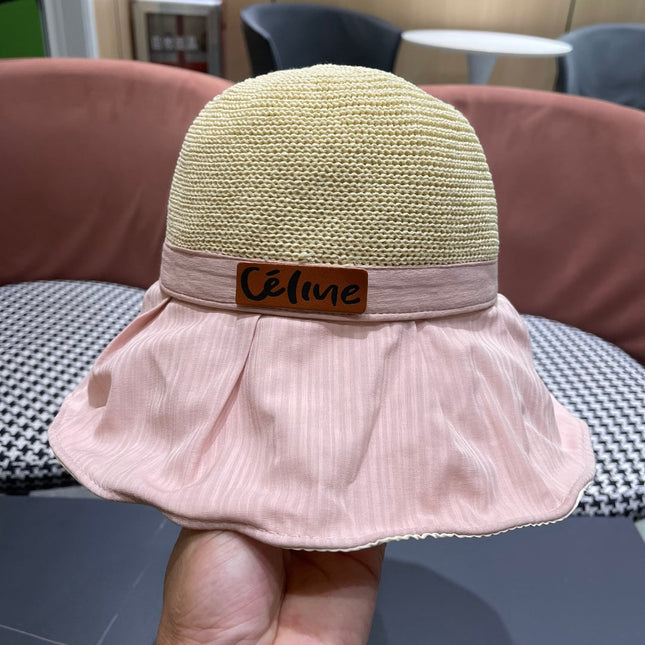 WIDE BRIM HAT MODEL 651947 IN PINK MESH FABRIC