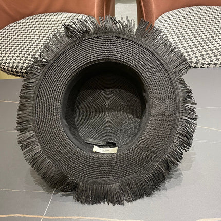 WIDE BRIM HAT MODEL 651883 IN BLACK WOVEN STRAW