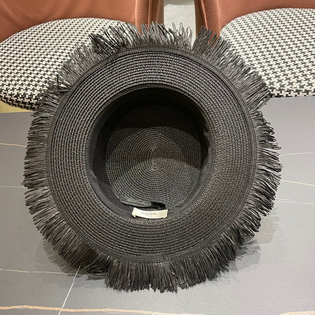 WIDE BRIM HAT MODEL 651883 IN BLACK WOVEN STRAW