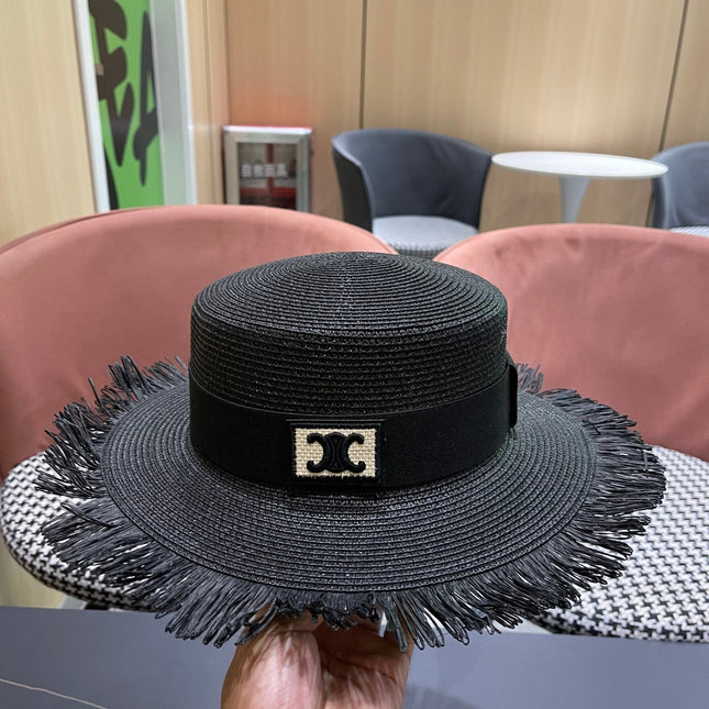 WIDE BRIM HAT MODEL 651883 IN BLACK WOVEN STRAW