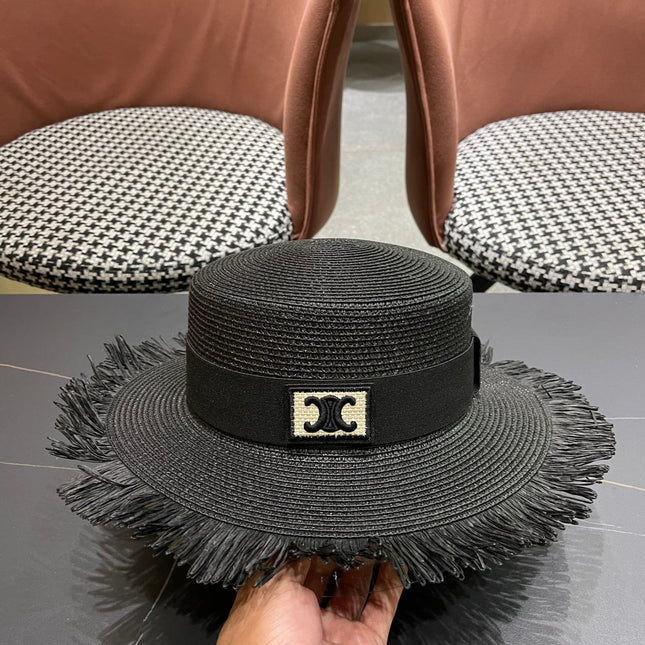 WIDE BRIM HAT MODEL 651883 IN BLACK WOVEN STRAW