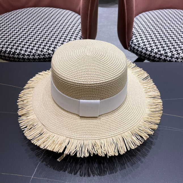 WIDE BRIM HAT MODEL 651884 IN BEIGE WOVEN STRAW