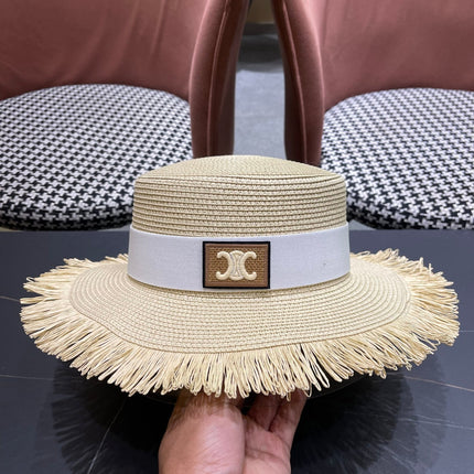 WIDE BRIM HAT MODEL 651884 IN BEIGE WOVEN STRAW