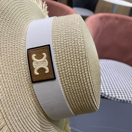 WIDE BRIM HAT MODEL 651884 IN BEIGE WOVEN STRAW