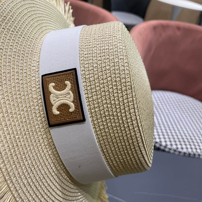 WIDE BRIM HAT MODEL 651884 IN BEIGE WOVEN STRAW
