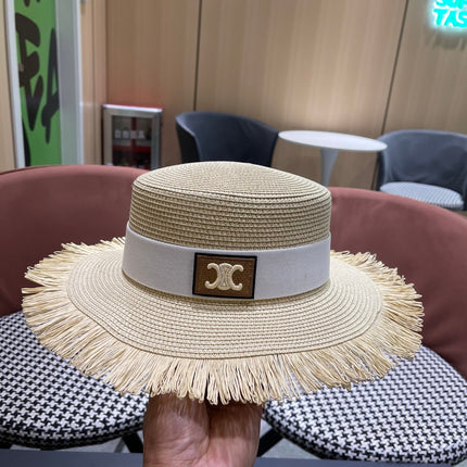 WIDE BRIM HAT MODEL 651884 IN BEIGE WOVEN STRAW