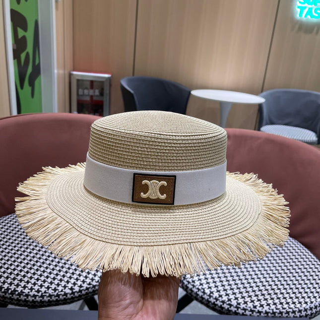 WIDE BRIM HAT MODEL 651884 IN BEIGE WOVEN STRAW