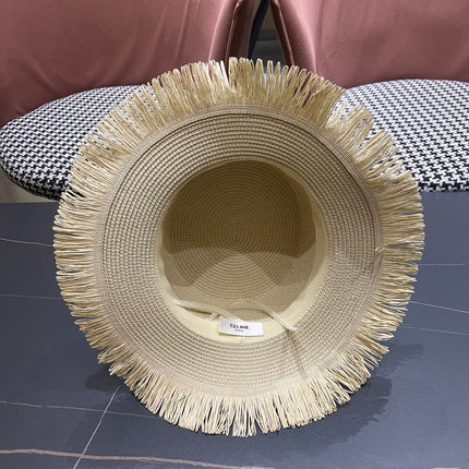WIDE BRIM HAT MODEL 651884 IN BEIGE WOVEN STRAW