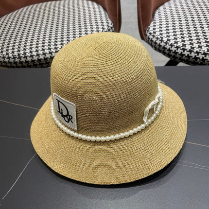 BUCKET HAT IN BEIGE RAFFIA MIX PEARL