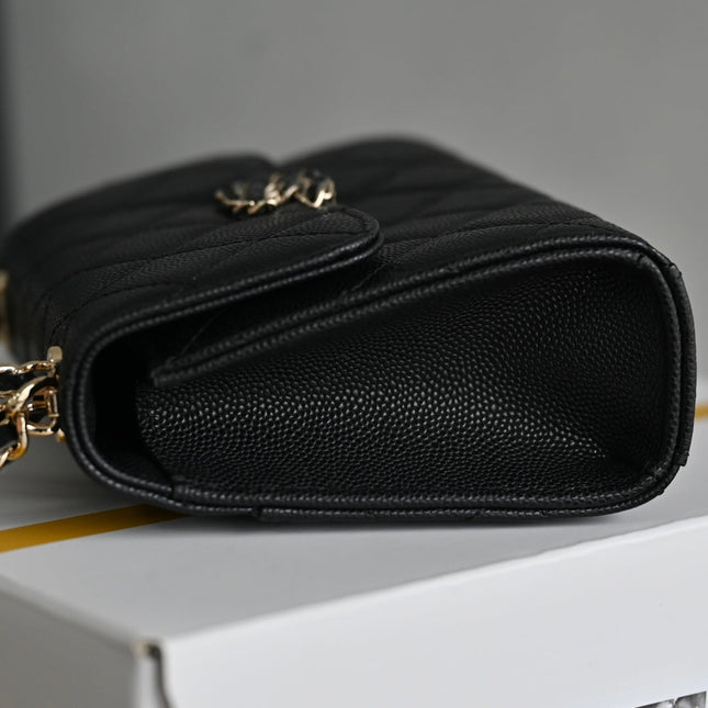 CHANEL 25S KELLY 14.5 CM IN BLACK LAMBSKIN