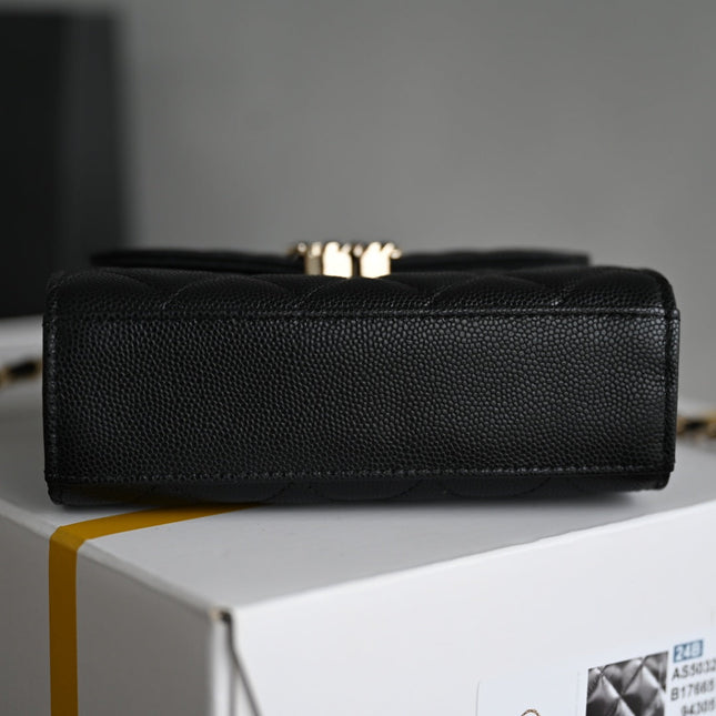 CHANEL 25S KELLY 14.5 CM IN BLACK LAMBSKIN