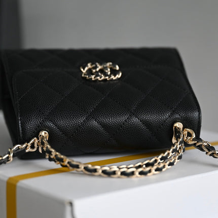 CHANEL 25S KELLY 14.5 CM IN BLACK LAMBSKIN