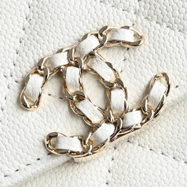 CHANEL 25S KELLY 14.5 CM IN WHITE LAMBSKIN