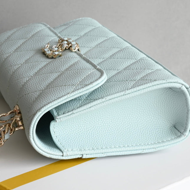 CHANEL 25S KELLY 18 CM IN SOFT MINT BLUE LAMBSKIN