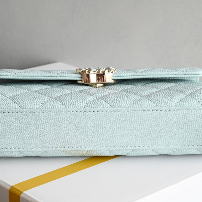 CHANEL 25S KELLY 18 CM IN SOFT MINT BLUE LAMBSKIN