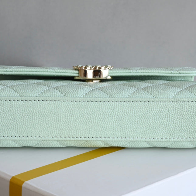 CHANEL 25S KELLY 18 CM IN MINT GREEN LAMBSKIN