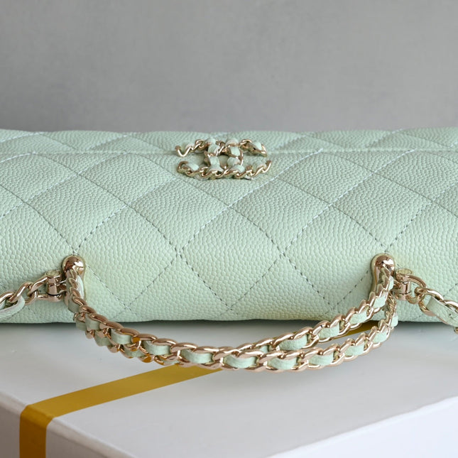 CHANEL 25S KELLY 18 CM IN MINT GREEN LAMBSKIN