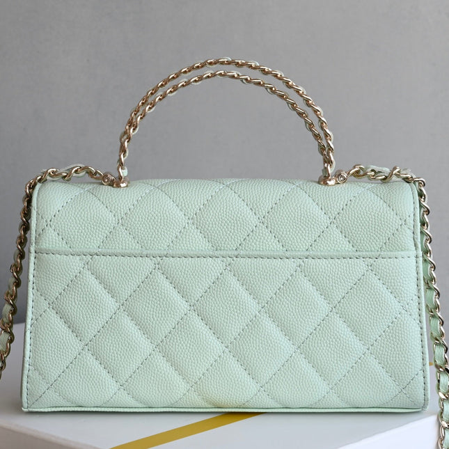 CHANEL 25S KELLY 18 CM IN MINT GREEN LAMBSKIN