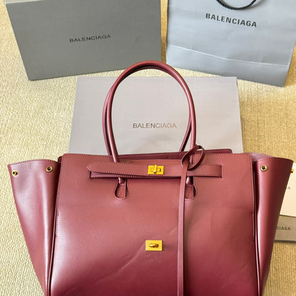 BEL AIR CARRY ALL BAG 35 IN BURGUNDY RED NAPPA LAMBSKIN GOLD HARDWARE