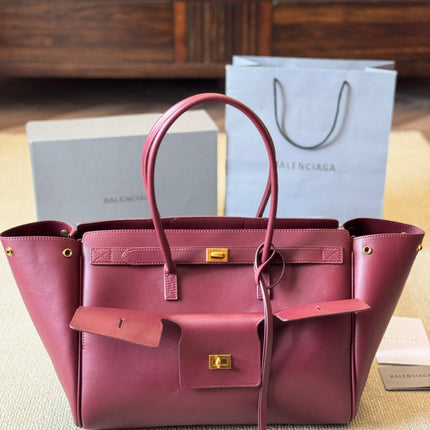 BEL AIR CARRY ALL BAG 35 IN BURGUNDY RED NAPPA LAMBSKIN GOLD HARDWARE