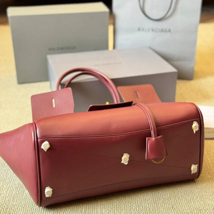 BEL AIR CARRY ALL BAG 35 IN BURGUNDY RED NAPPA LAMBSKIN GOLD HARDWARE
