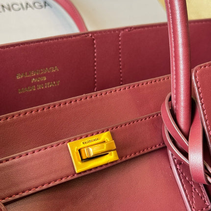 BEL AIR CARRY ALL BAG 35 IN BURGUNDY RED NAPPA LAMBSKIN GOLD HARDWARE